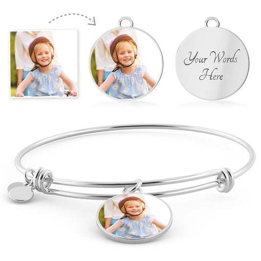Cherished Memories Personalized circle Bracelet: Custom Upload Photo for Girlfriend, Son, Daughter - Capture Precious Moments with This Meaningful and Thoughtful Gift