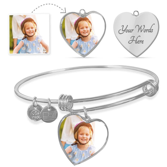 Cherished Memories Personalized heart Bracelet: Custom Upload Photo for Girlfriend, Son, Daughter - Capture Precious Moments with This Meaningful and Thoughtful Gift